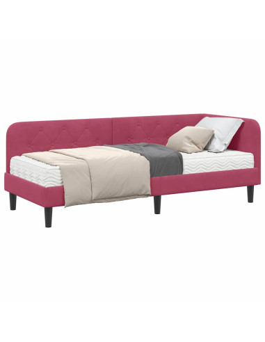 Cornice del letto ad angolo Rosso Vino 80 x 200 cm Velluto