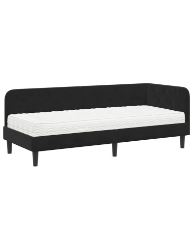 Cornice del letto ad angolo Nero 80 x 200 cm Velluto