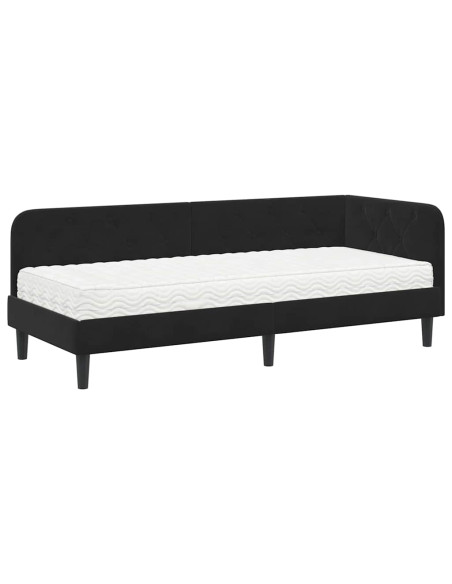 Cornice del letto ad angolo Nero 80 x 200 cm Velluto