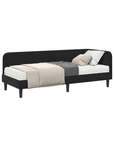 Cornice del letto ad angolo Nero 80 x 200 cm Velluto