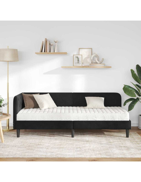 Cornice del letto ad angolo Nero 80 x 200 cm Velluto