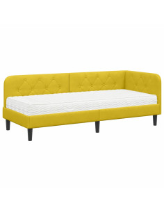 Cornice del letto ad angolo Giallo 80 x 200 cm Velluto 2