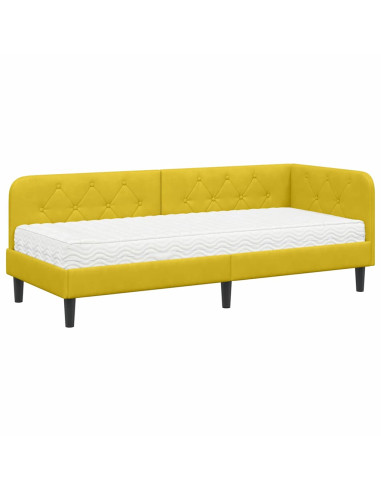 Cornice del letto ad angolo Giallo 80 x 200 cm Velluto