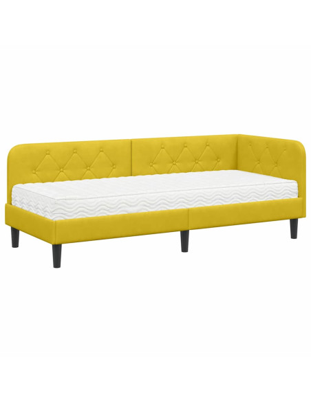 Cornice del letto ad angolo Giallo 80 x 200 cm Velluto