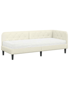 Cornice del letto ad angolo Crema 80 x 200 cm Velluto 2