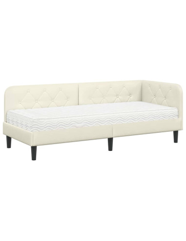 Cornice del letto ad angolo Crema 80 x 200 cm Velluto