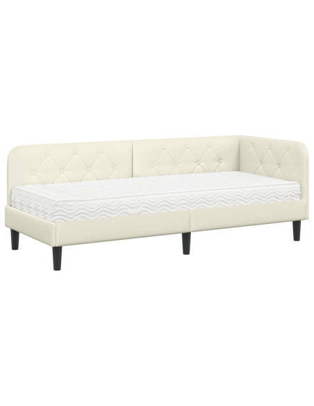 Cornice del letto ad angolo Crema 80 x 200 cm Velluto