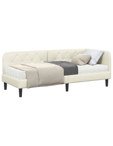 Cornice del letto ad angolo Crema 80 x 200 cm Velluto