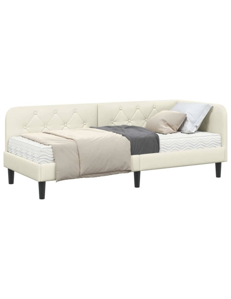 Cornice del letto ad angolo Crema 80 x 200 cm Velluto