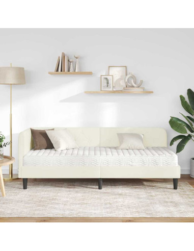 Cornice del letto ad angolo Crema 80 x 200 cm Velluto