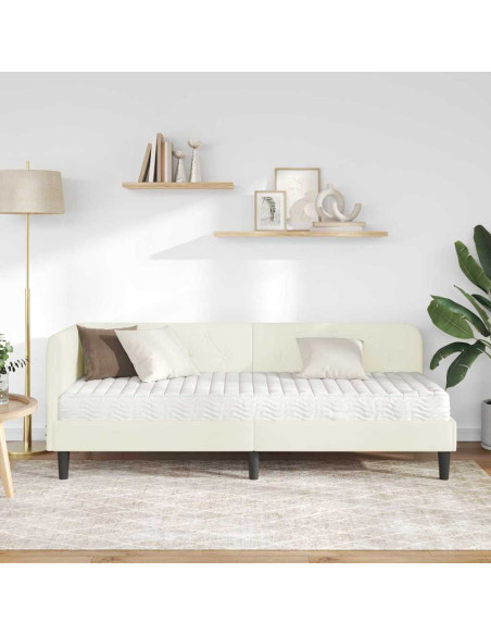 Cornice del letto ad angolo Crema 80 x 200 cm Velluto