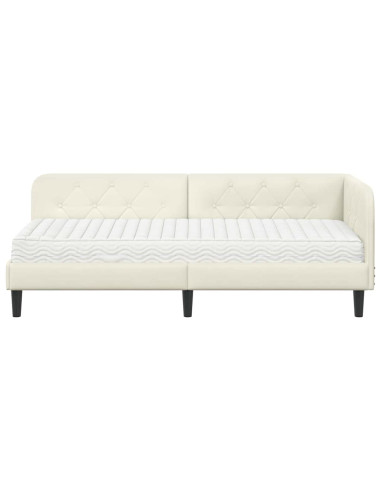 Cornice del letto ad angolo Crema 80 x 200 cm Velluto