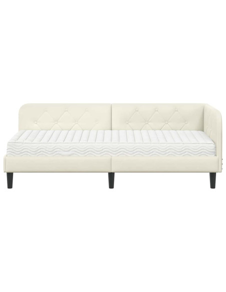 Cornice del letto ad angolo Crema 80 x 200 cm Velluto