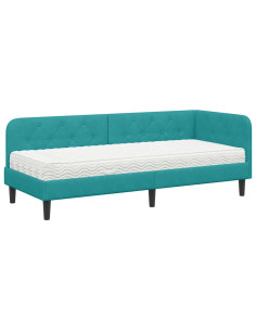 Cornice del letto ad angolo Turchese 80 x 200 cm Velluto 2