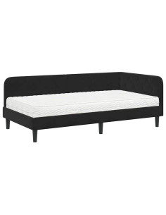 Cornice del letto ad angolo Nero 90 x 190 cm Velluto 2