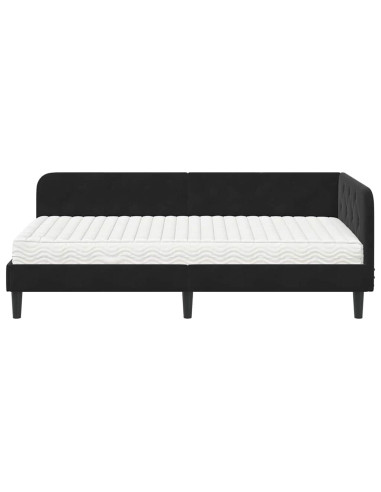 Cornice del letto ad angolo Nero 90 x 190 cm Velluto