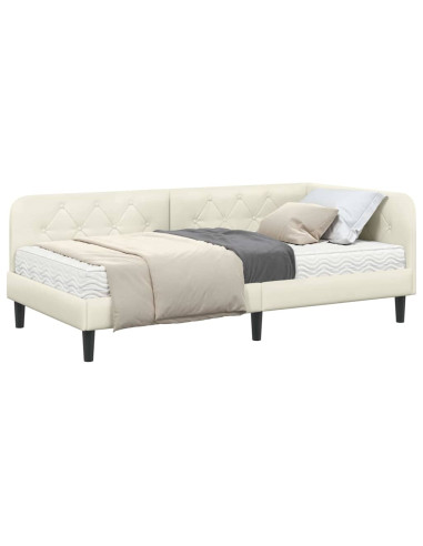 Cornice del letto ad angolo Crema 90 x 190 cm Velluto