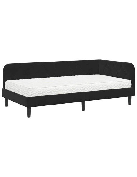 Cornice del letto ad angolo Nero 90 x 200 cm Velluto
