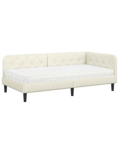 Cornice del letto ad angolo Crema 90 x 200 cm Velluto 2