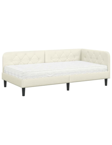 Cornice del letto ad angolo Crema 90 x 200 cm Velluto