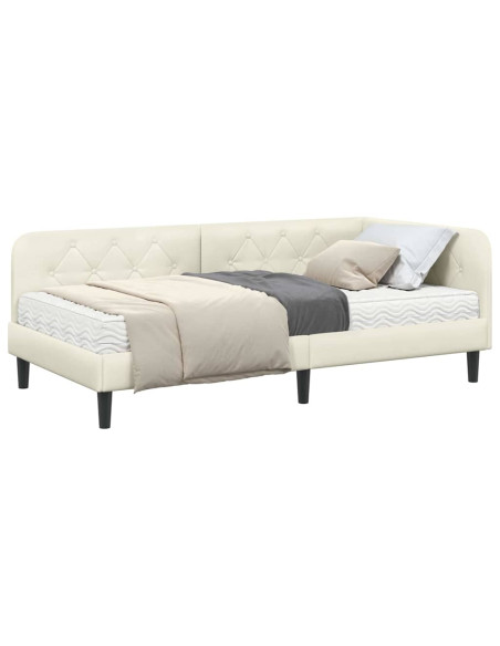 Cornice del letto ad angolo Crema 90 x 200 cm Velluto
