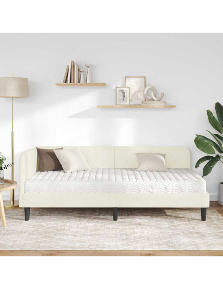 Cornice del letto ad angolo Crema 90 x 200 cm Velluto