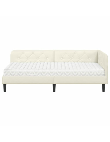 Cornice del letto ad angolo Crema 90 x 200 cm Velluto