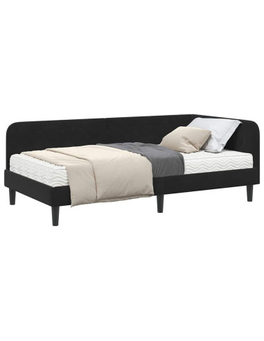 Cornice del letto ad angolo Nero 100 x 200 cm Velluto