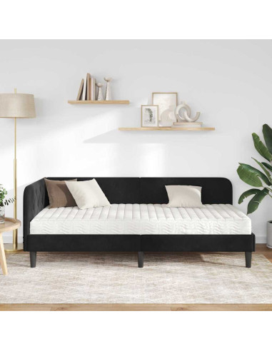 Cornice del letto ad angolo Nero 100 x 200 cm Velluto