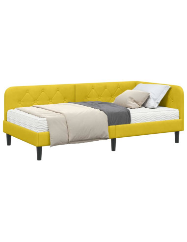 Cornice del letto ad angolo Giallo 100 x 200 cm Velluto