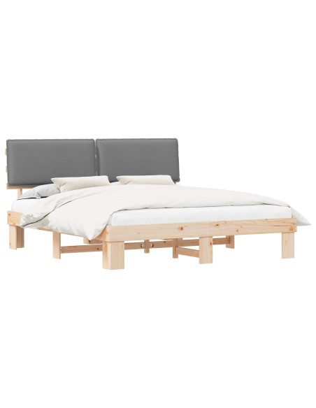 Letto con Testiera Rivestita Grigio chiaro 200 x 200 cm