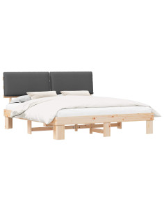 Letto con Testiera Rivestita Grigio scuro 200 x 200 cm 2