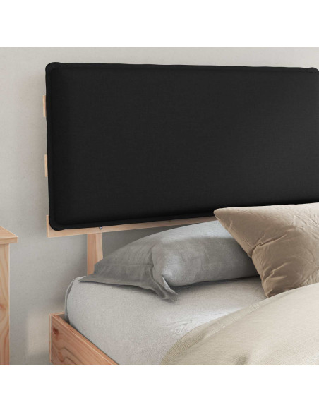 Letto con Testiera Rivestita Nero 200 x 200 cm Pino massello