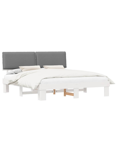 Letto con Testiera Rivestita Grigio chiaro 200 x 200 cm