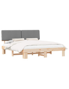 Letto con Testiera Rivestita Grigio chiaro 180 x 200 cm 2