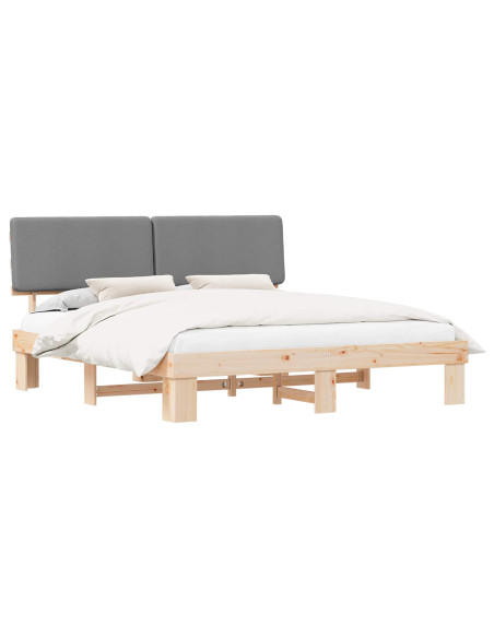 Letto con Testiera Rivestita Grigio chiaro 180 x 200 cm