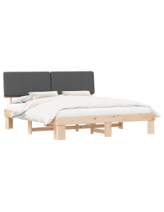 Letto con Testiera Rivestita Grigio scuro 180 x 200 cm 2