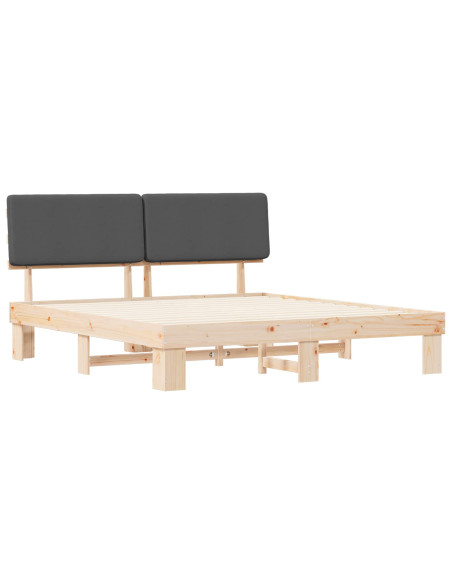 Letto con Testiera Rivestita Grigio scuro 180 x 200 cm