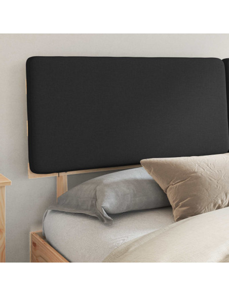 Letto con Testiera Rivestita Nero 180 x 200 cm Pino massello