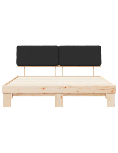Letto con Testiera Rivestita Nero 180 x 200 cm Pino massello