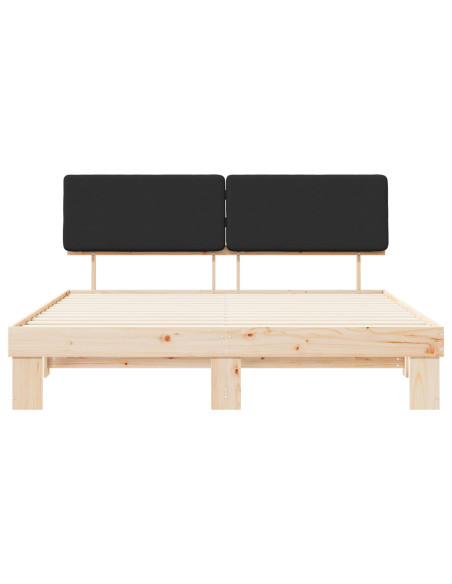 Letto con Testiera Rivestita Nero 180 x 200 cm Pino massello