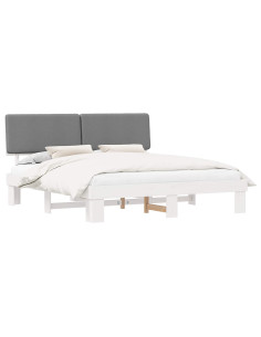 Letto con Testiera Rivestita Grigio chiaro 180 x 200 cm 2