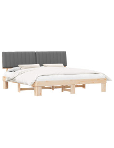 Letto con Testiera Rivestita Grigio chiaro 200 x 200 cm 2