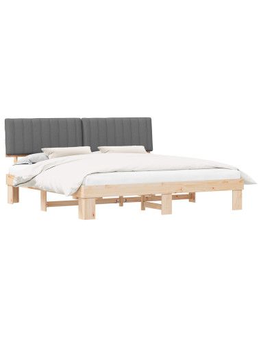Letto con Testiera Rivestita Grigio chiaro 200 x 200 cm