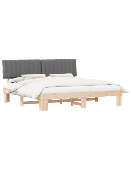 Letto con Testiera Rivestita Grigio chiaro 200 x 200 cm