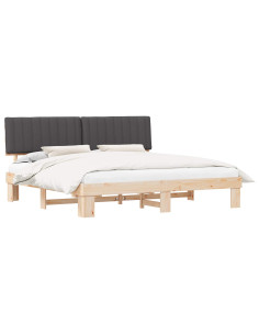 Letto con Testiera Rivestita Grigio scuro 200 x 200 cm 2