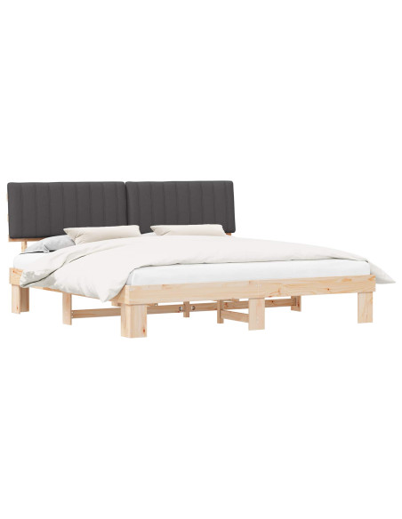 Letto con Testiera Rivestita Grigio scuro 200 x 200 cm