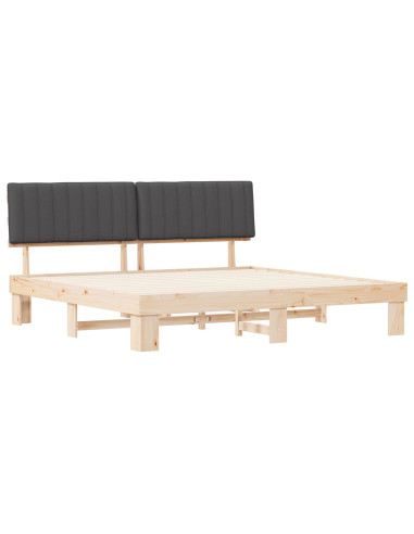 Letto con Testiera Rivestita Grigio scuro 200 x 200 cm