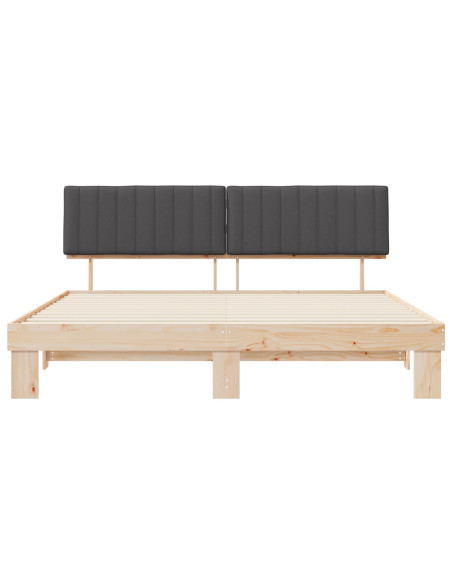 Letto con Testiera Rivestita Grigio scuro 200 x 200 cm