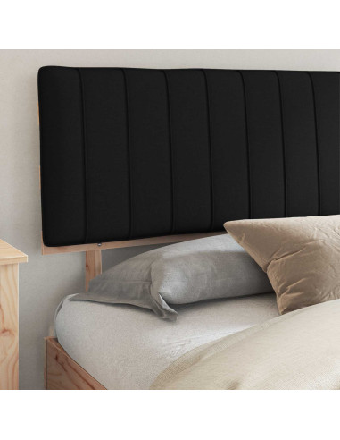 Letto con Testiera Rivestita Nero 200 x 200 cm Pino massello